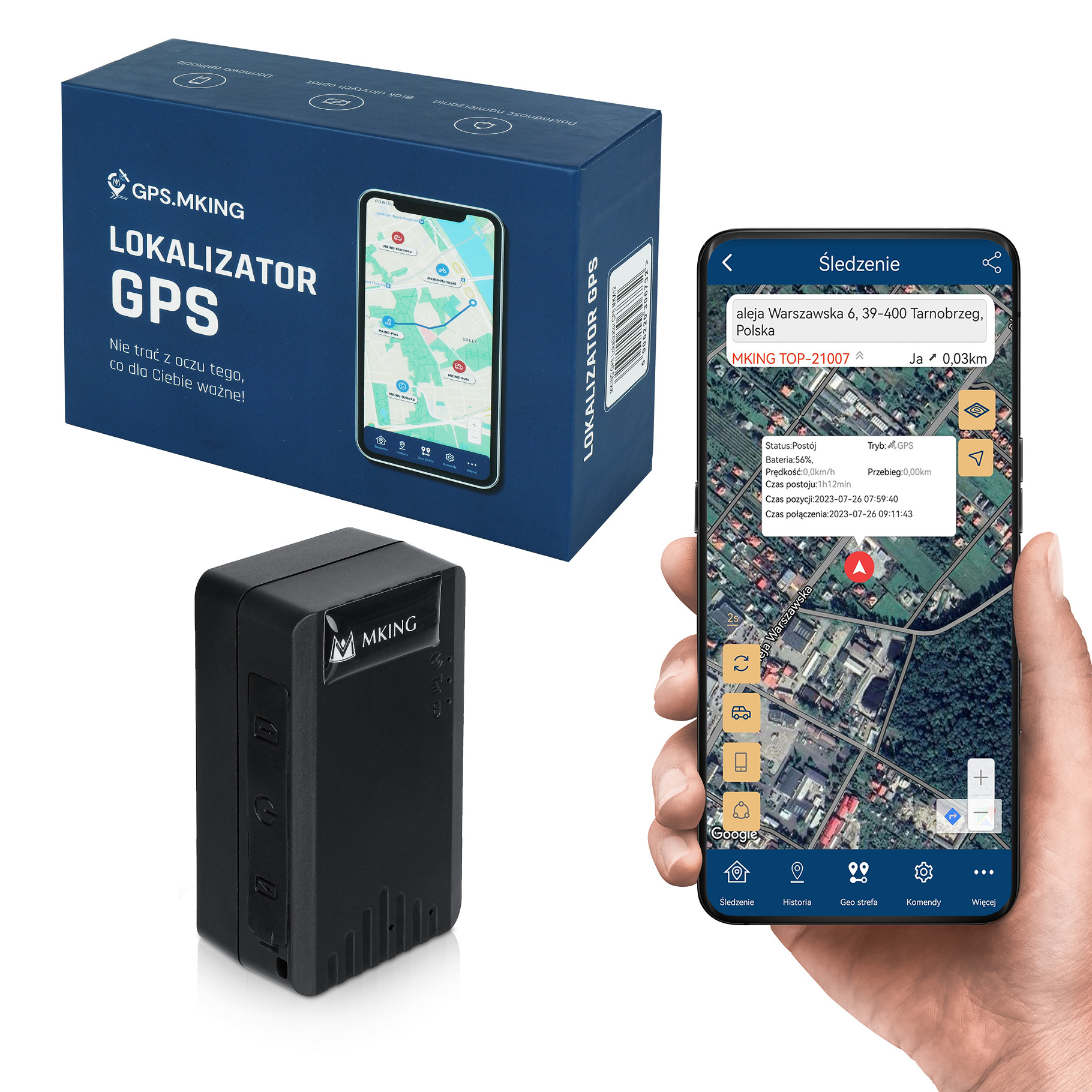 Lokalizator GPS z podsłuchem - 20 dni IP65 uniwersalny MK6A